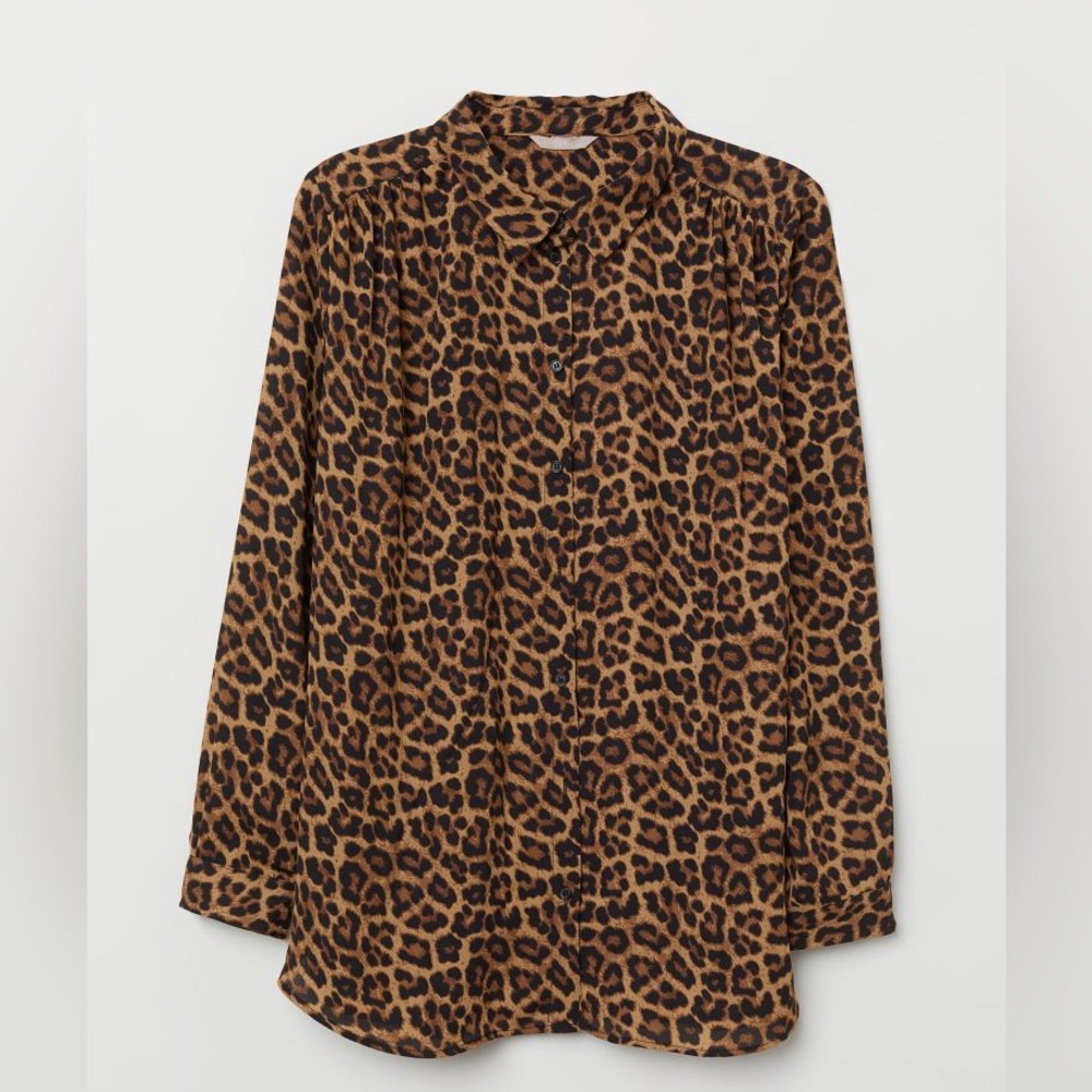 H&M Long-sleeved Blouse CHEETAH PRINT